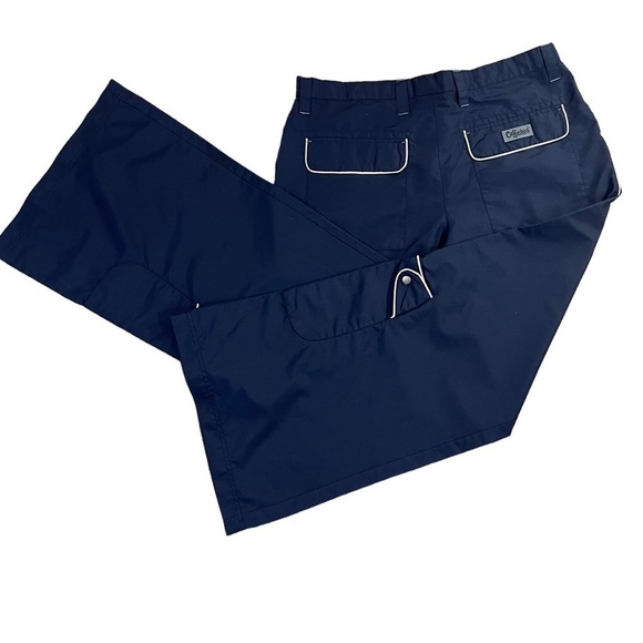 Vintage Rave Goth Navy Blue Extra Wide Leg Baggy Cargo Pants by Caffeine Y2K 90s - Picture 3 of 14